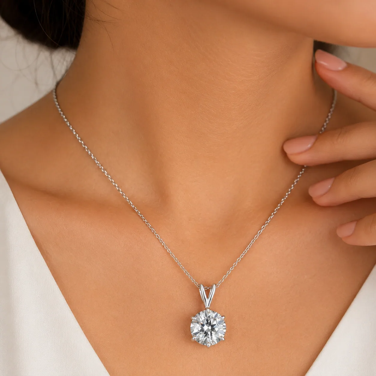 6.15 ct DEW Certified Moissanite Solitaire Pendant in Gold Vermeil - view 2