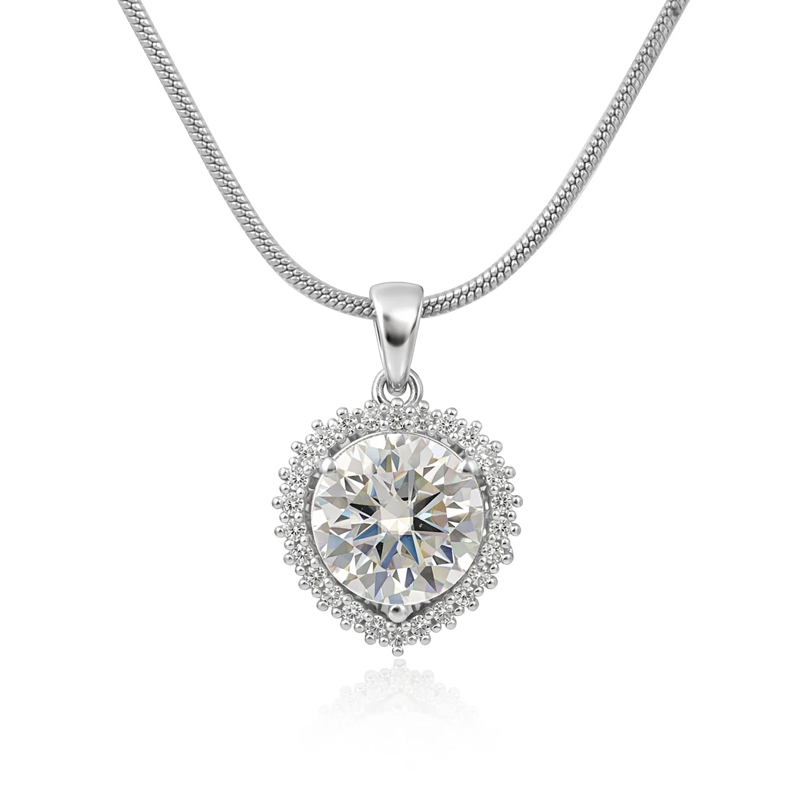 5.30 ct DEW Certified Moissanite Pendant in Gold Vermeil Ideal Gift