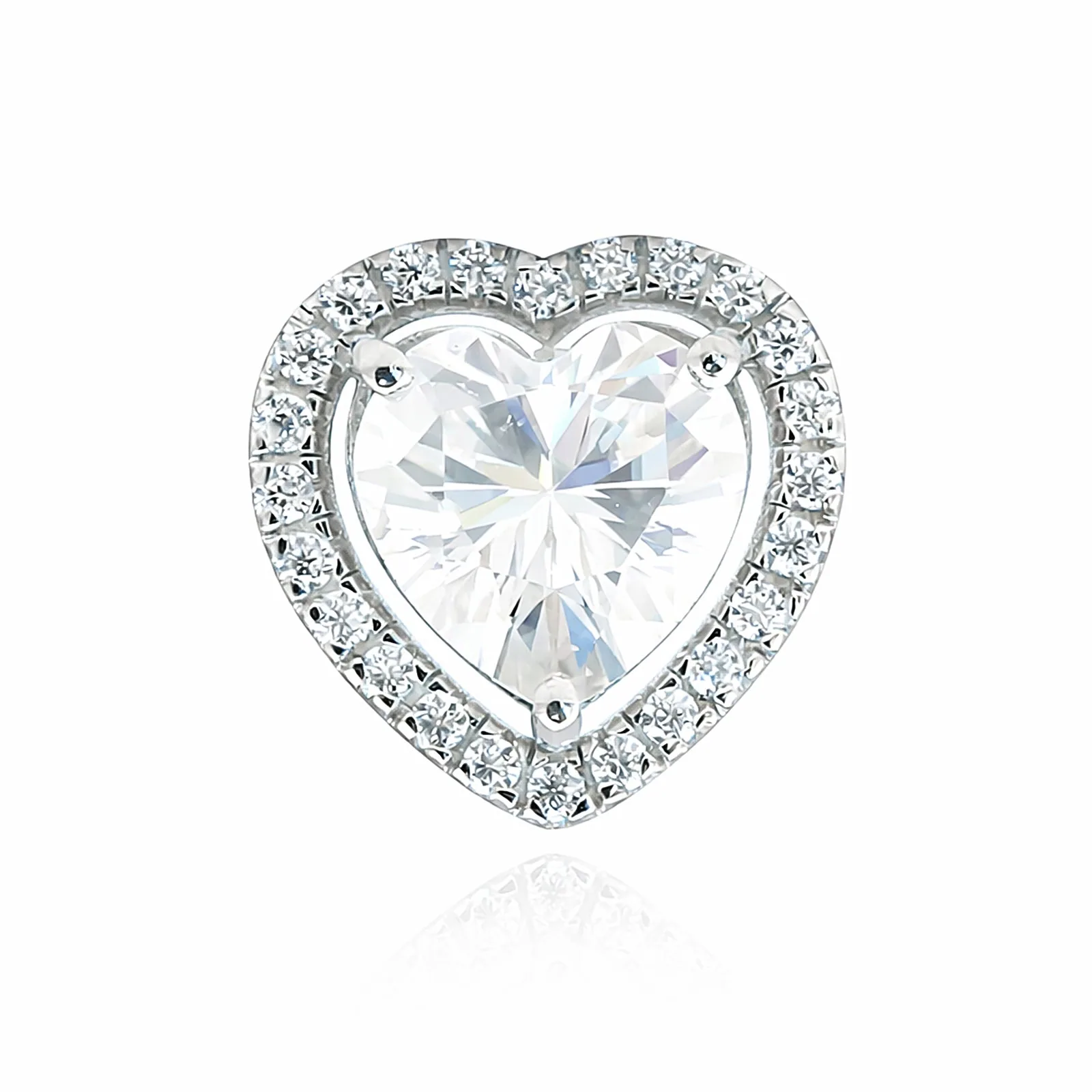3.15 ct DEW Heart Cut Certified Moissanite Pendant In Vermeil 925 Silver
