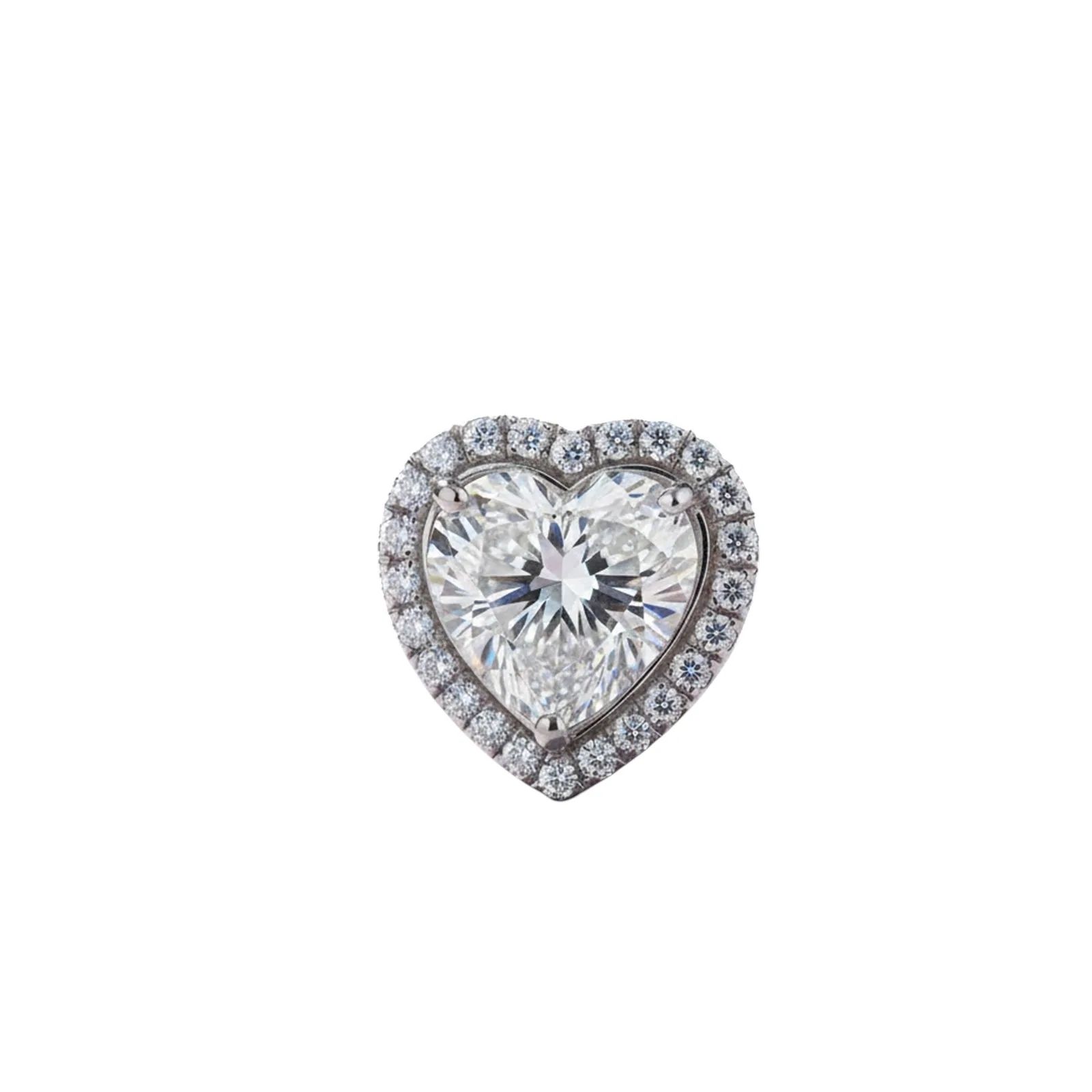 Heart Shaped Moissanite Halo Pendant Necklace