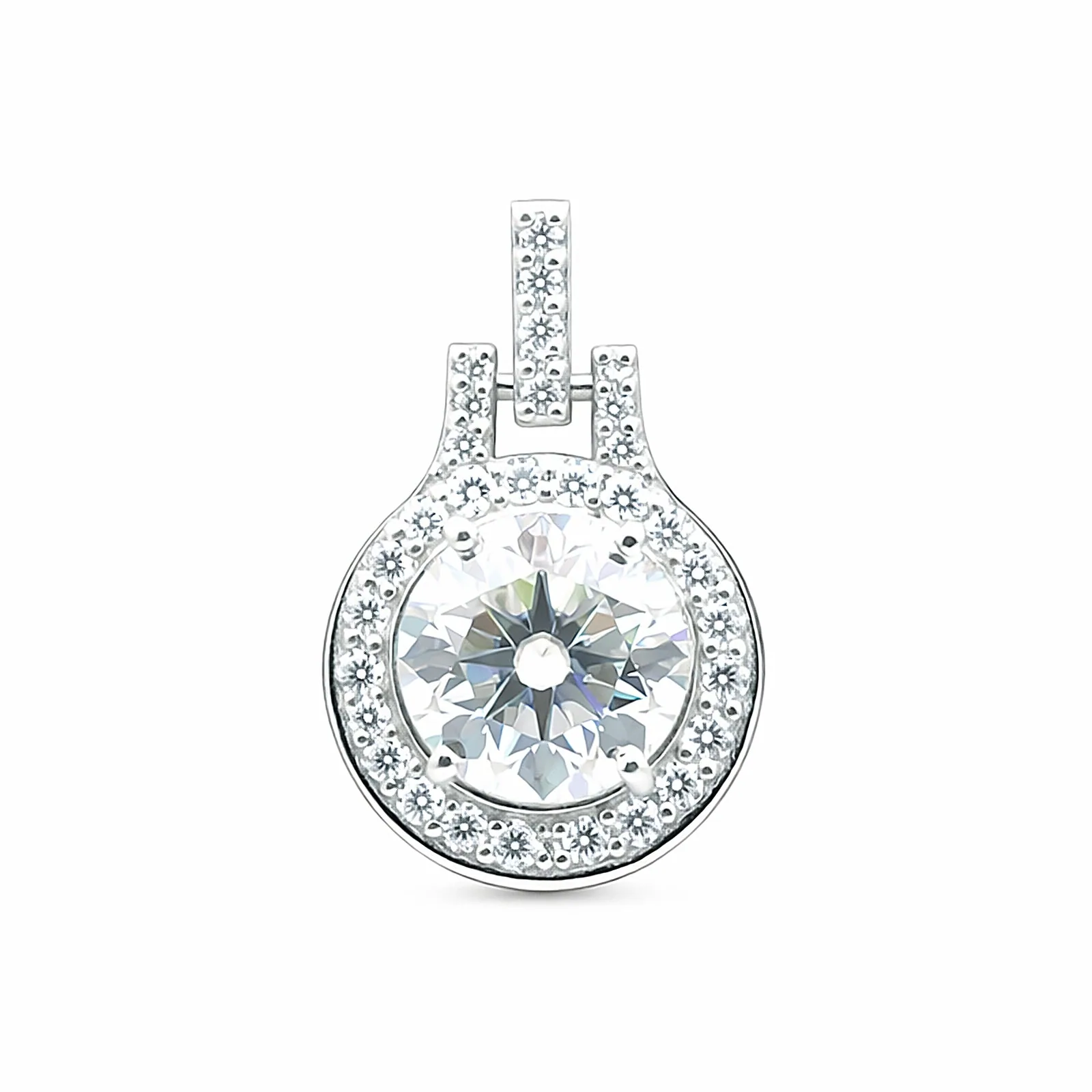 6.60 ct DEW Certified F VS1 White Moissanite Pendant In Vermeil 925 Silver – Gift for Her