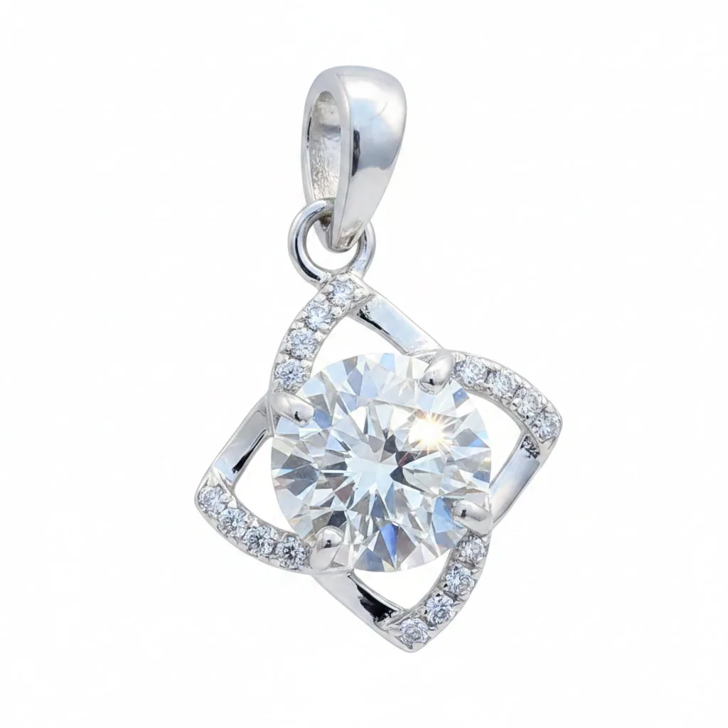 3.70 ct DEW F VS1 White Moissanite Pendant – Elegant Anniversary Gift – 18K Gold Vermeil