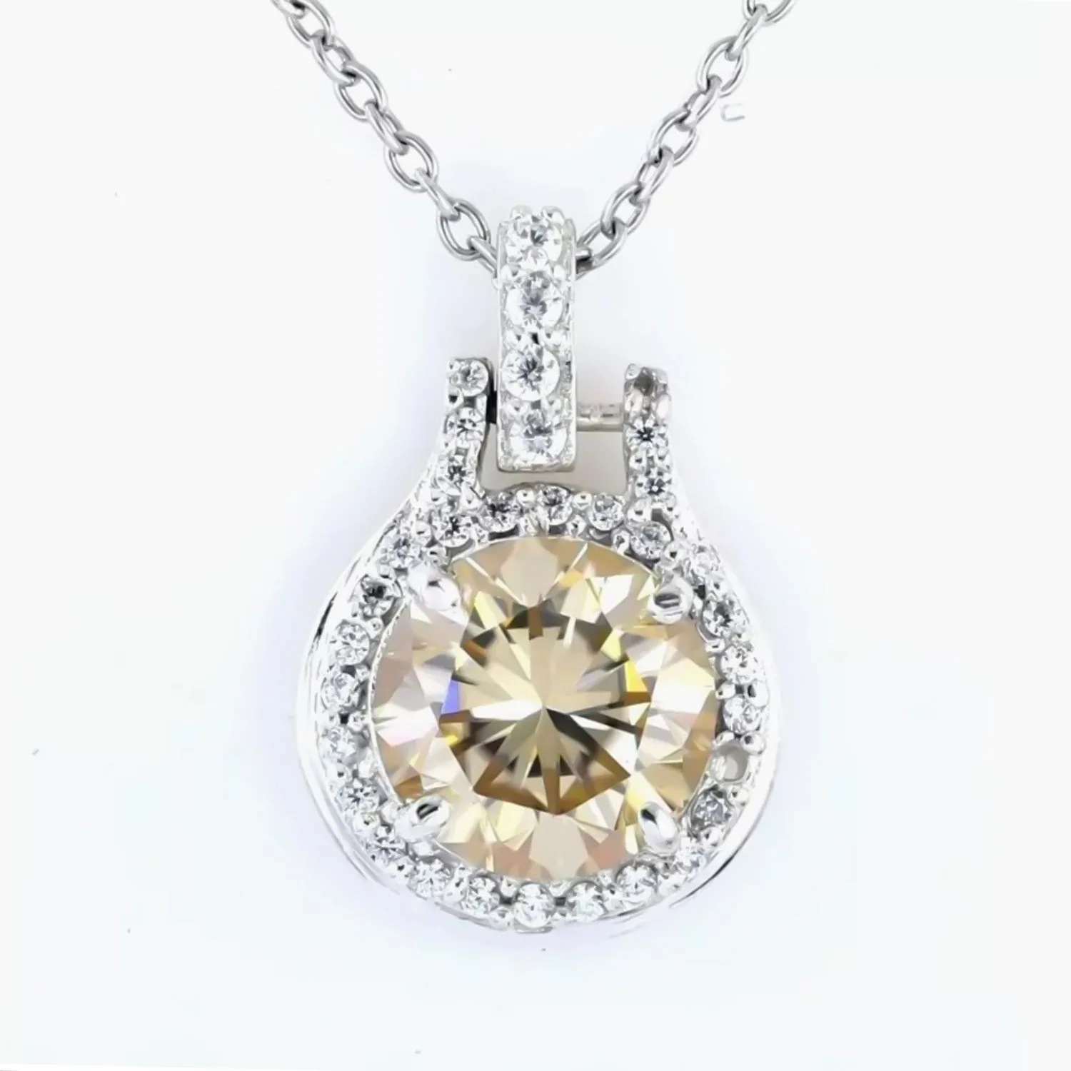 8.80 ct DEW Certified Champagne Moissanite Pendant in Gold Vermeil