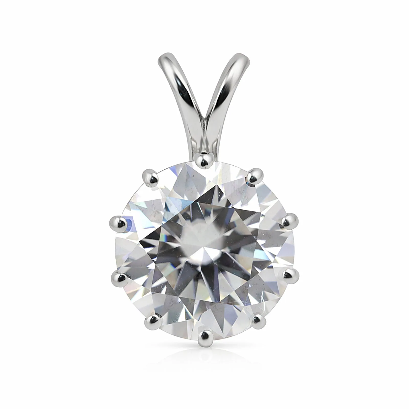 5.50 ct DEW White Round Moissanite Pendant Gold Vermeil Certified Holiday Gift Idea