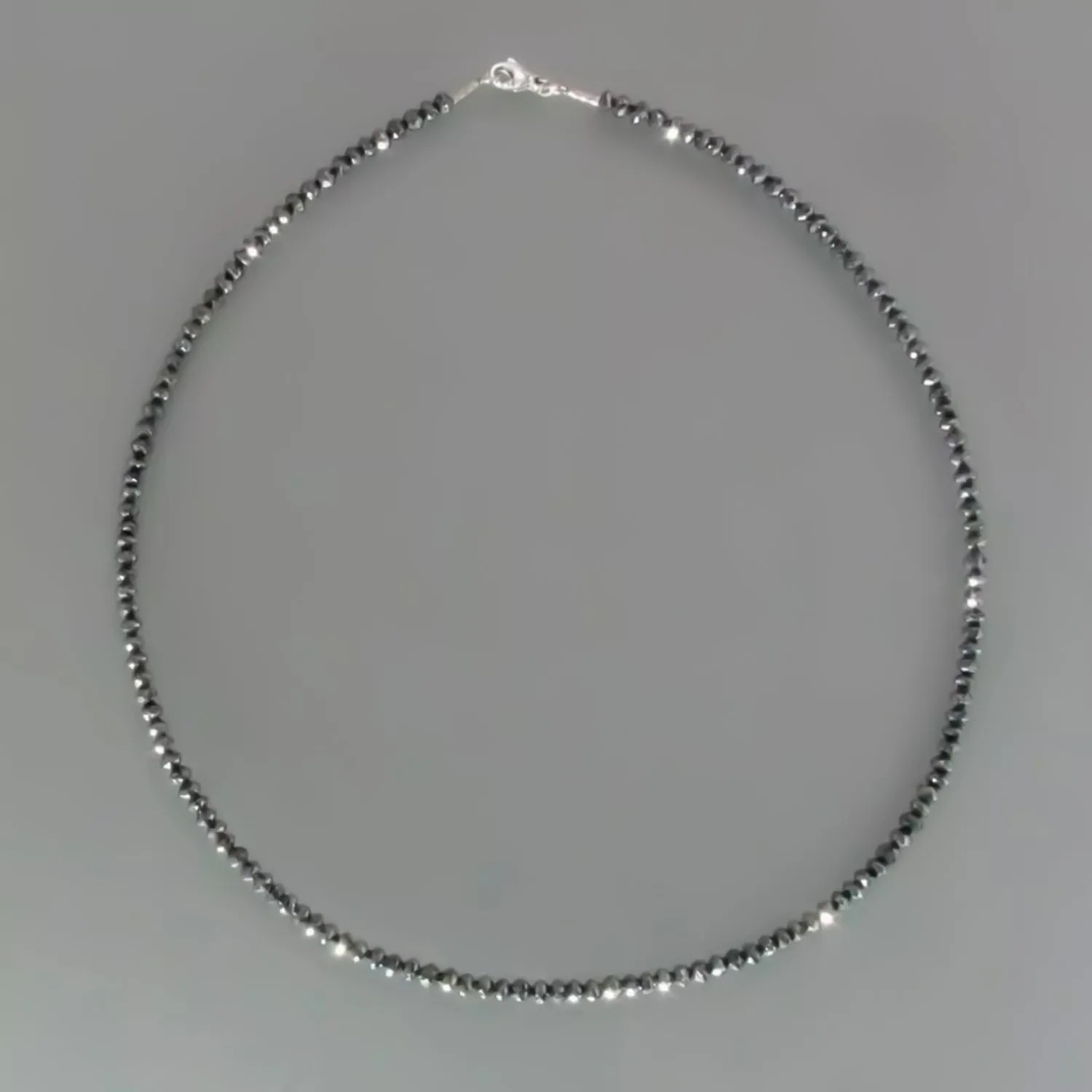 4mm Black Moissanite Bead Necklace Certified Wedding Gift Gold Vermeil - view 2
