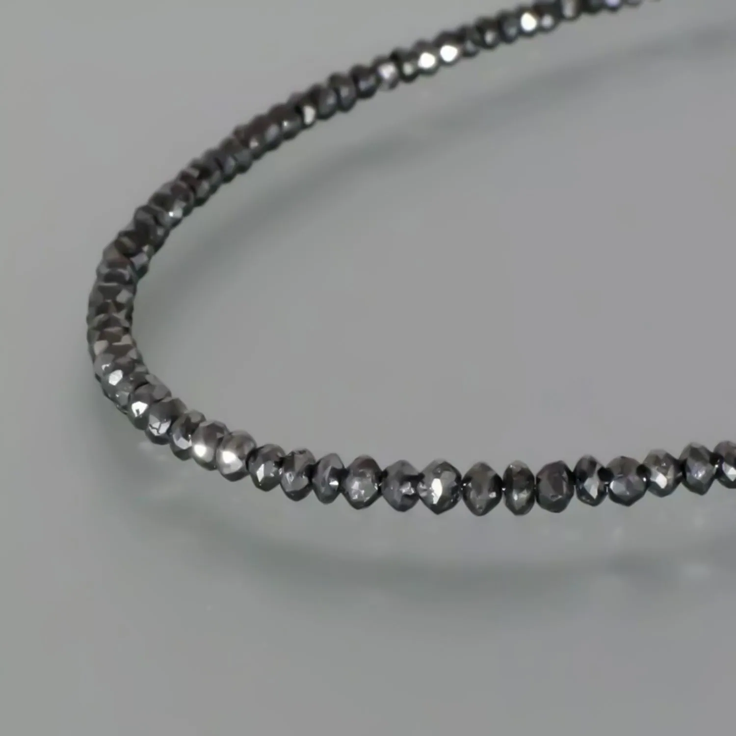 4mm Black Moissanite Bead Necklace Certified Wedding Gift Gold Vermeil - view 3