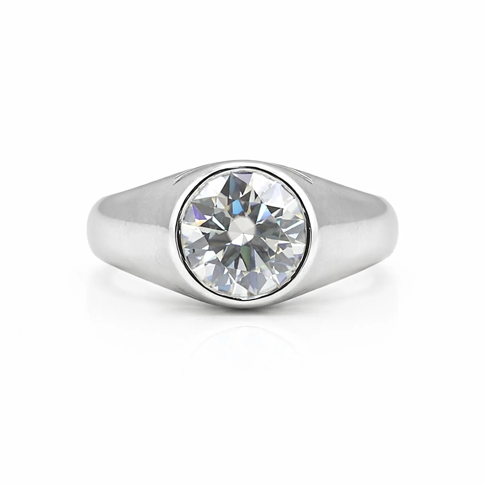 3.35 ct DEW Certified Round White Moissanite Solitaire Ring – Gift Idea 18K Gold Plated