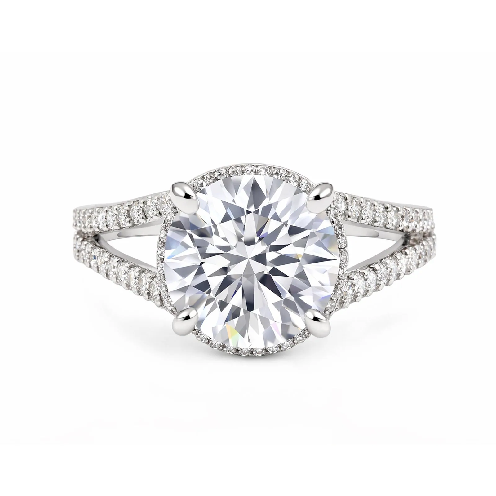 5.32 ct DEW Round Cut White Moissanite Solitaire Ring – Birthday Gift – 18K Gold Vermeil
