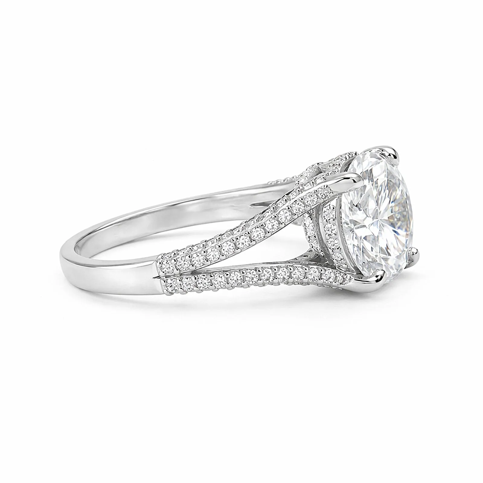 5.32 ct DEW Round Cut White Moissanite Solitaire Ring – Birthday Gift – 18K Gold Vermeil - view 3