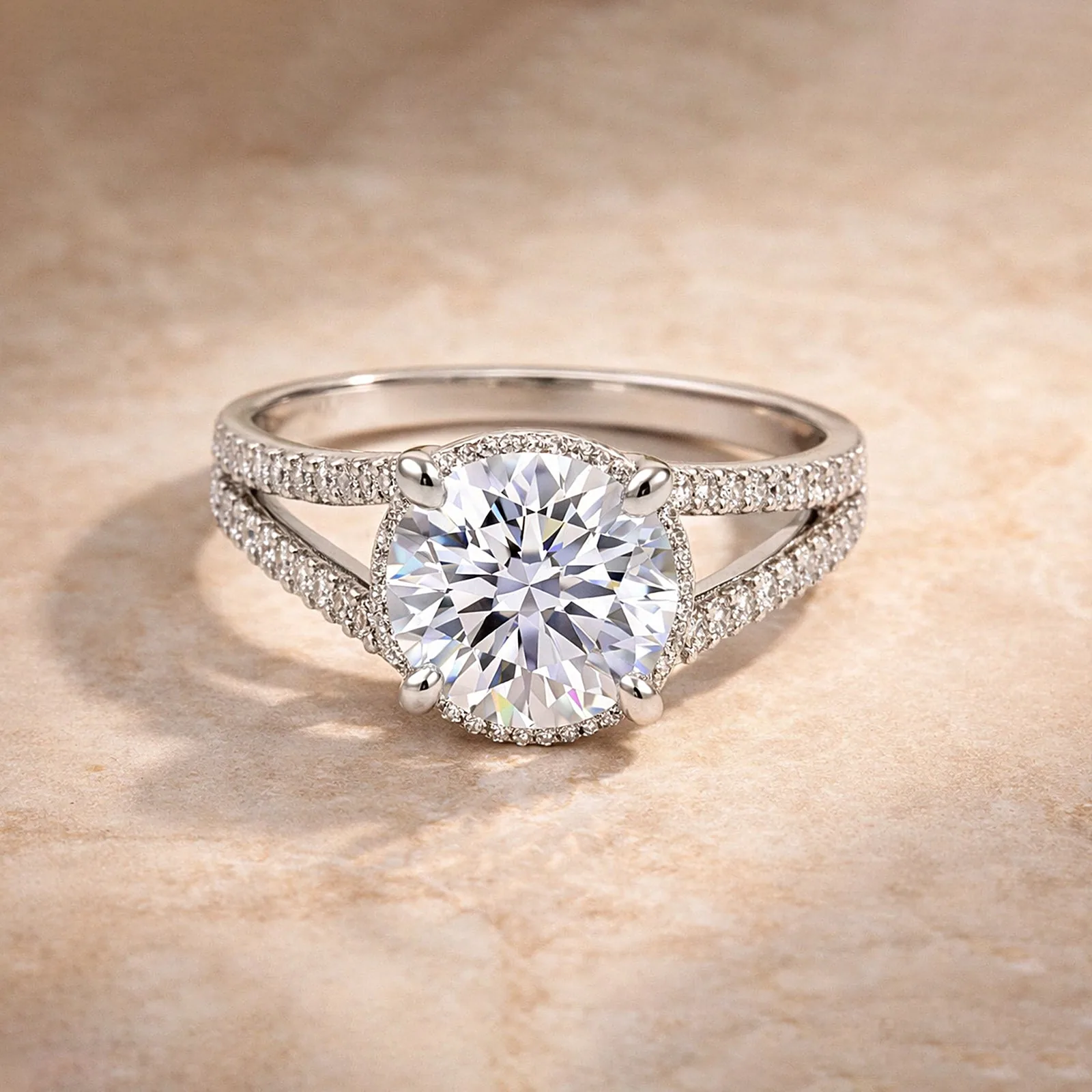5.32 ct DEW Round Cut White Moissanite Solitaire Ring – Birthday Gift – 18K Gold Vermeil - view 6