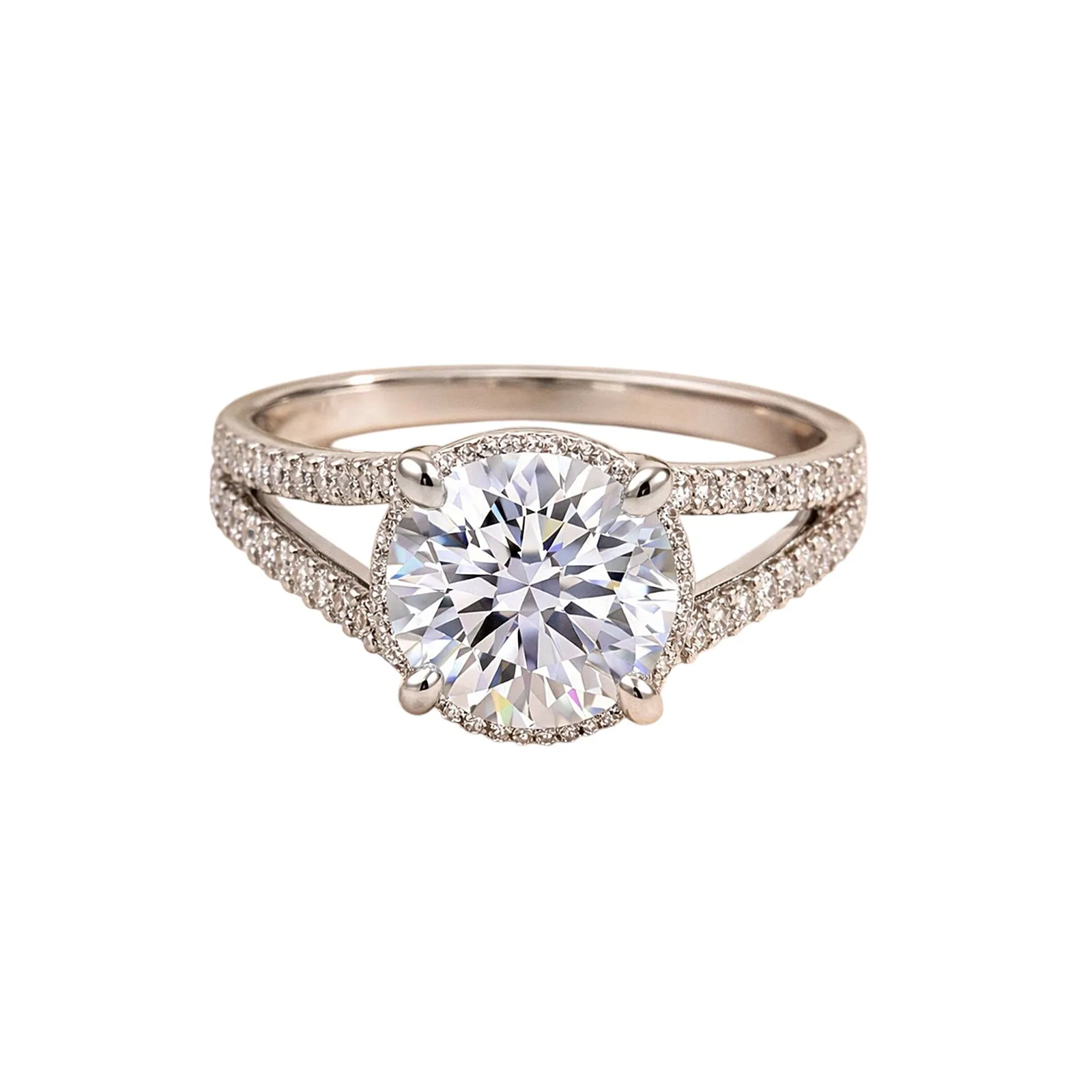 3.10 Ct Round Cut Moissanite Ring — VS1 Clarity, 18k Gold Vermeil