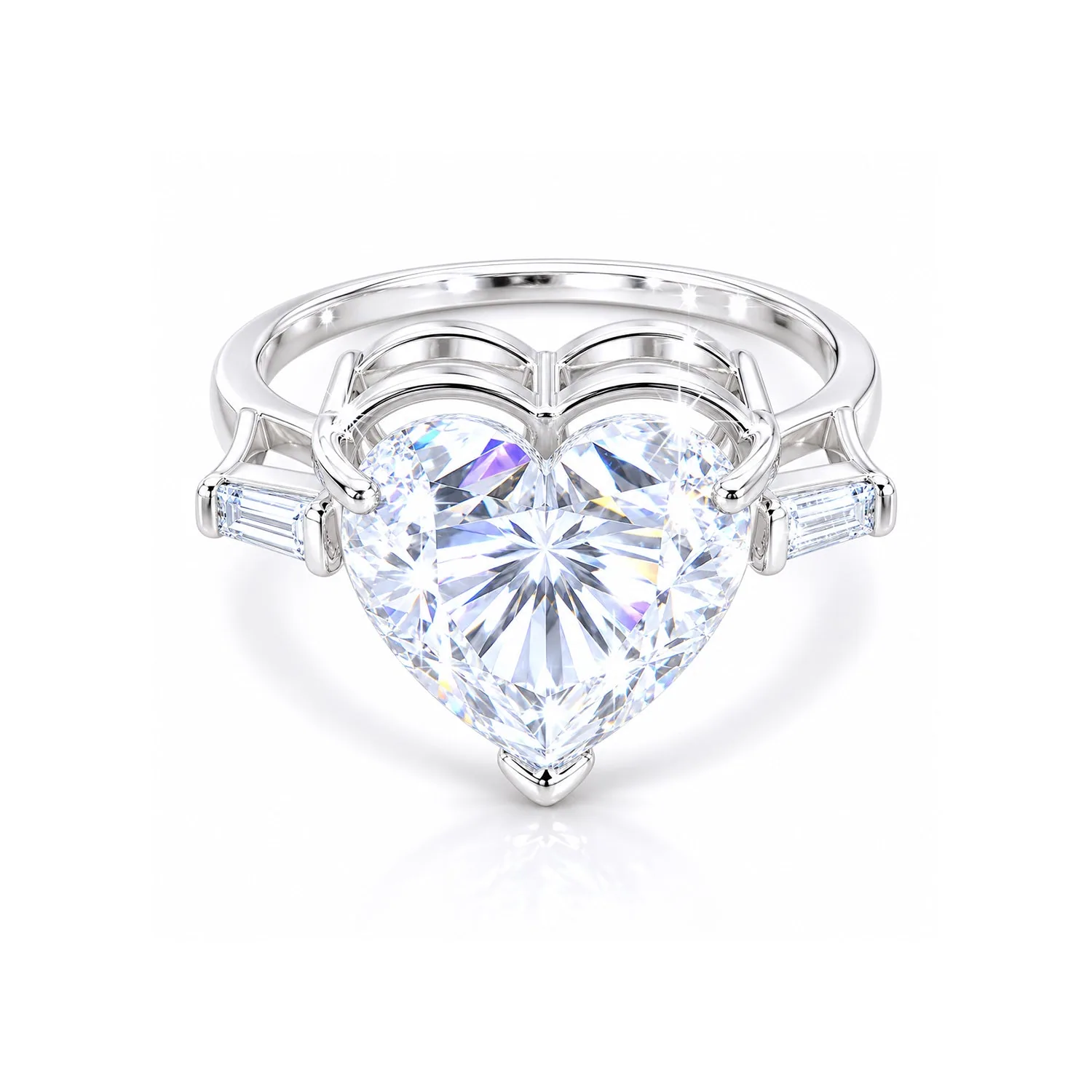 6.30 ct DEW Heart Cut White Moissanite Solitaire Ring – Festive Gift – 18K Gold Vermeil