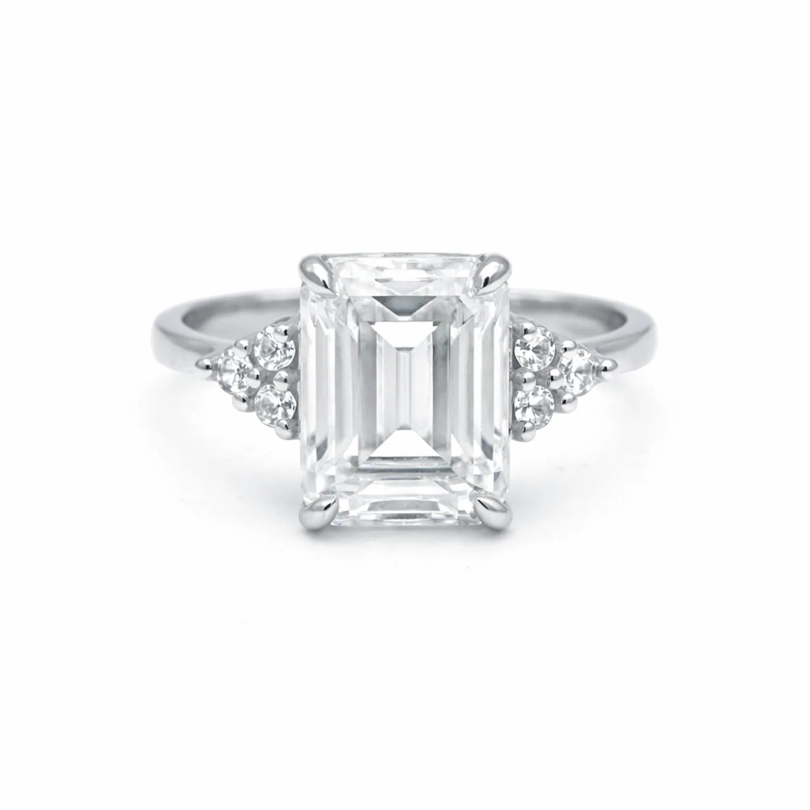 4.02 Ct Emerald Cut Moissanite Ring — VS1 Clarity, 18k Gold Vermeil