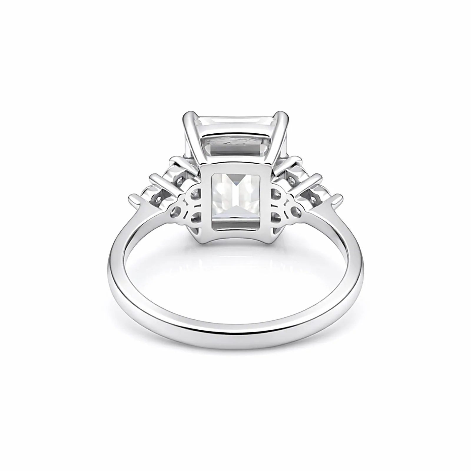 4.02 Ct Emerald Cut Moissanite Ring — VS1 Clarity, 18k Gold Vermeil - view 5