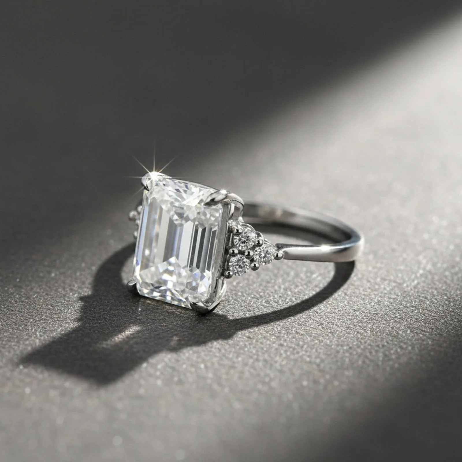 4.02 Ct Emerald Cut Moissanite Ring — VS1 Clarity, 18k Gold Vermeil - view 6