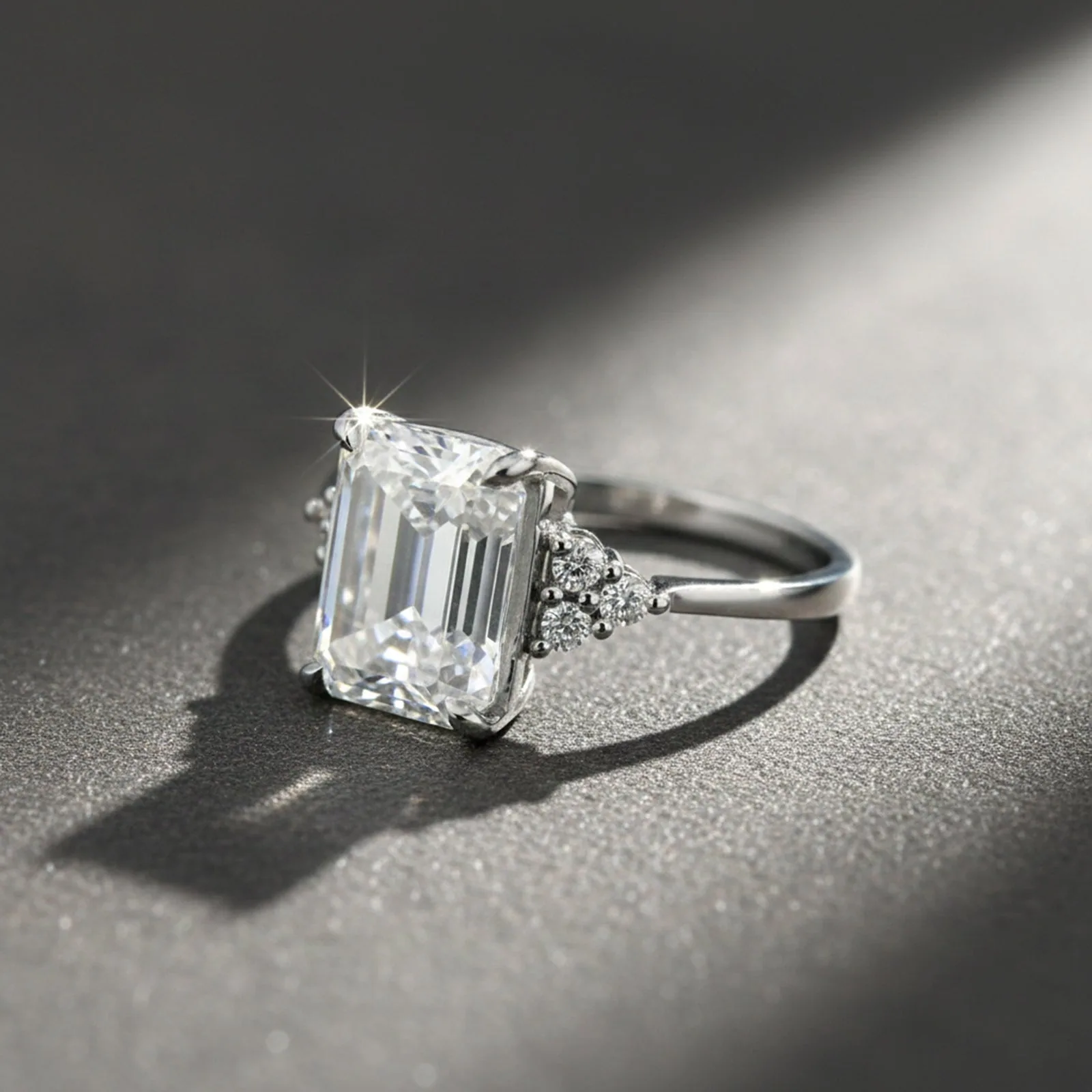 4.48 ct DEW Emerald Cut White Moissanite Solitaire Ring – Gift Idea – 18K Gold Vermeil - view 4