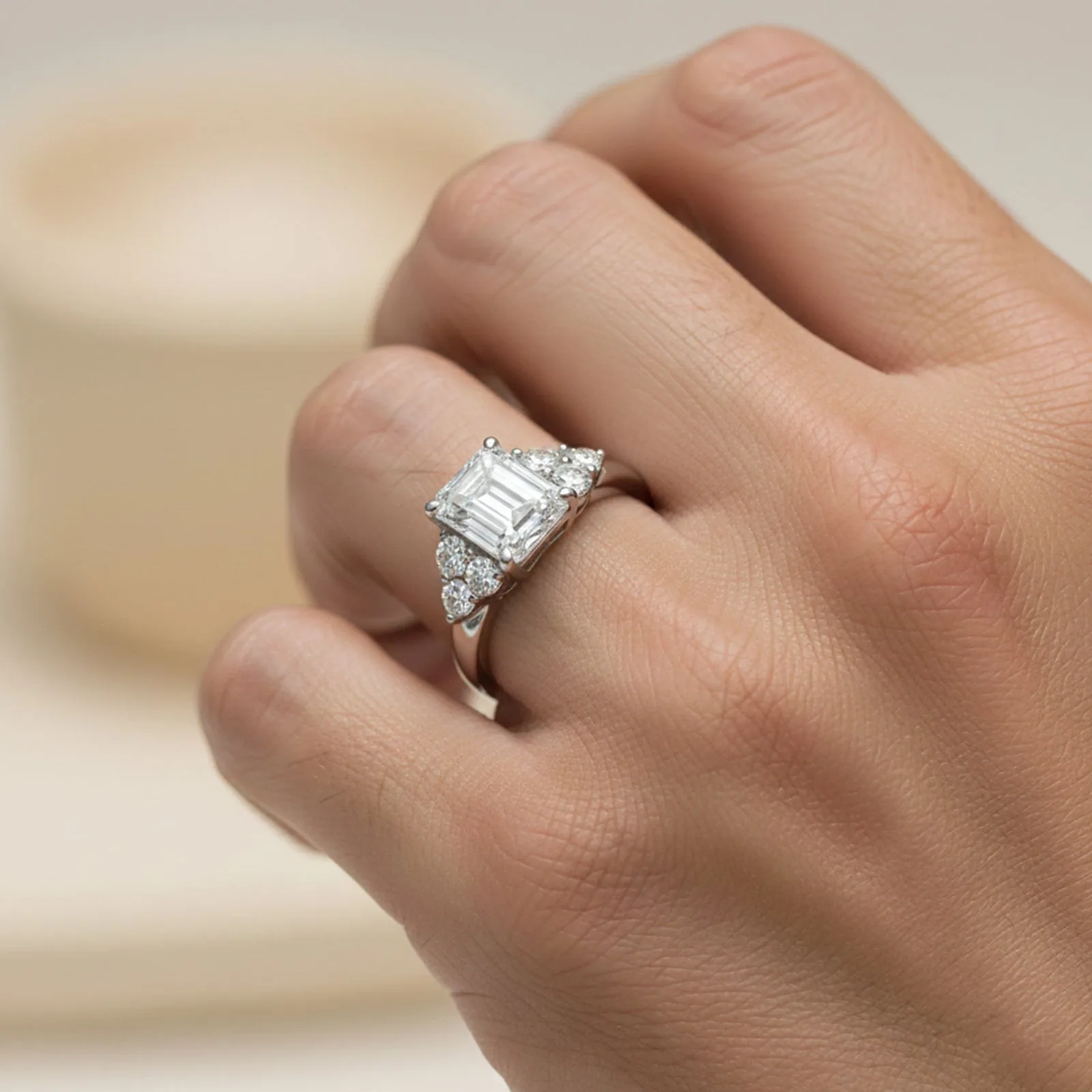 4.48 ct DEW Emerald Cut White Moissanite Solitaire Ring – Gift Idea – 18K Gold Vermeil - view 6