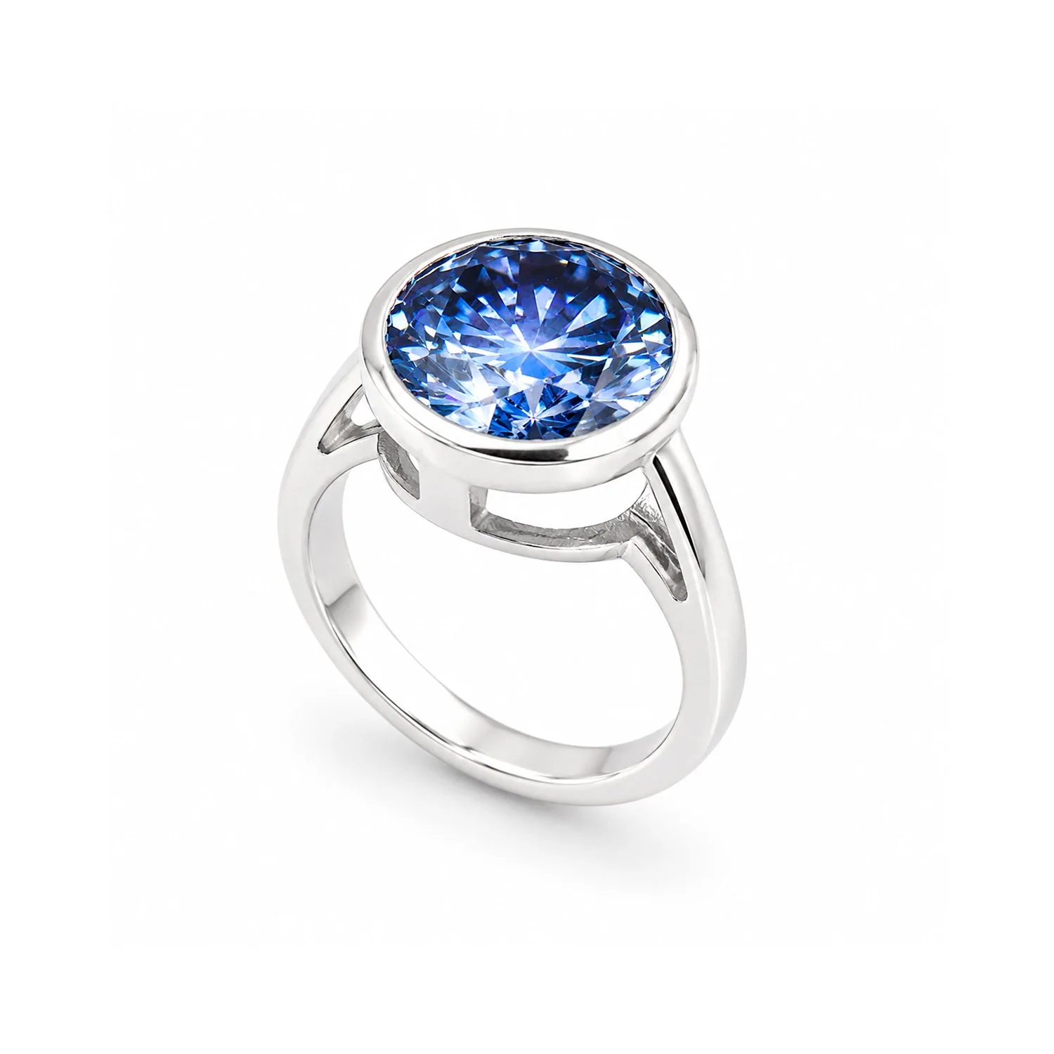 7.50 ct DEW Certified Blue Moissanite Solitaire Ring – Gift for Sister – 18K Gold Vermeil