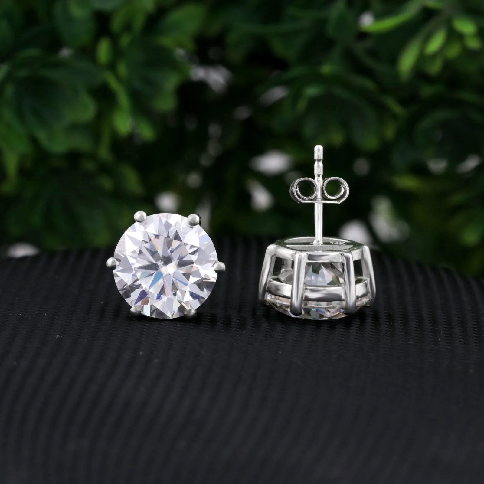 10.00ct DEW White Moissanite Round Solitaire Stud Earrings - view 5