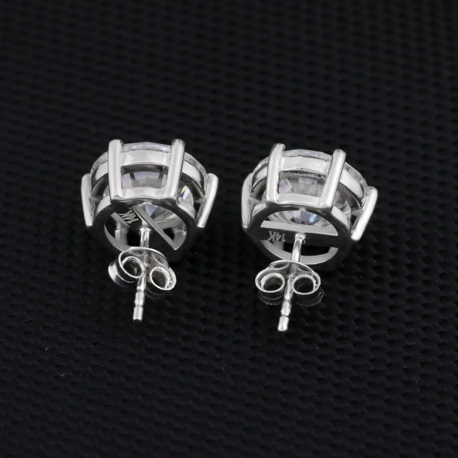 10.00ct DEW White Moissanite Round Solitaire Stud Earrings - view 6