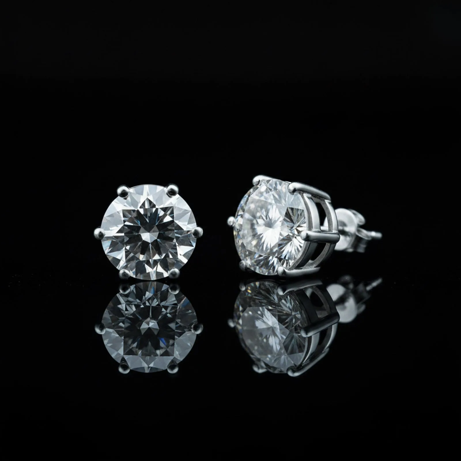 10.00ct DEW White Moissanite Round Solitaire Stud Earrings - view 7