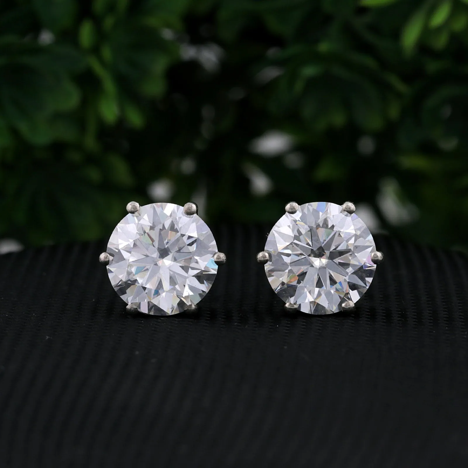 10.00ct DEW White Moissanite Round Solitaire Stud Earrings - view 8