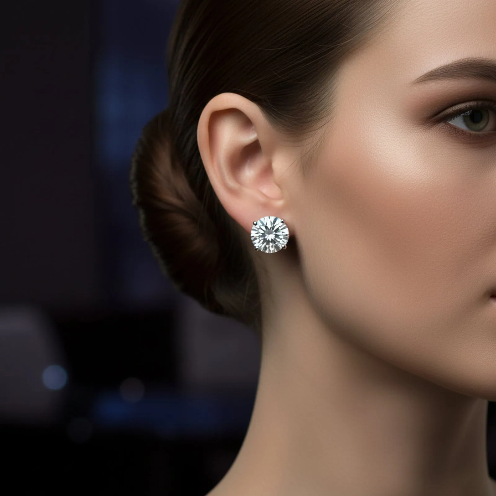 10.00ct DEW White Moissanite Round Solitaire Stud Earrings - view 2