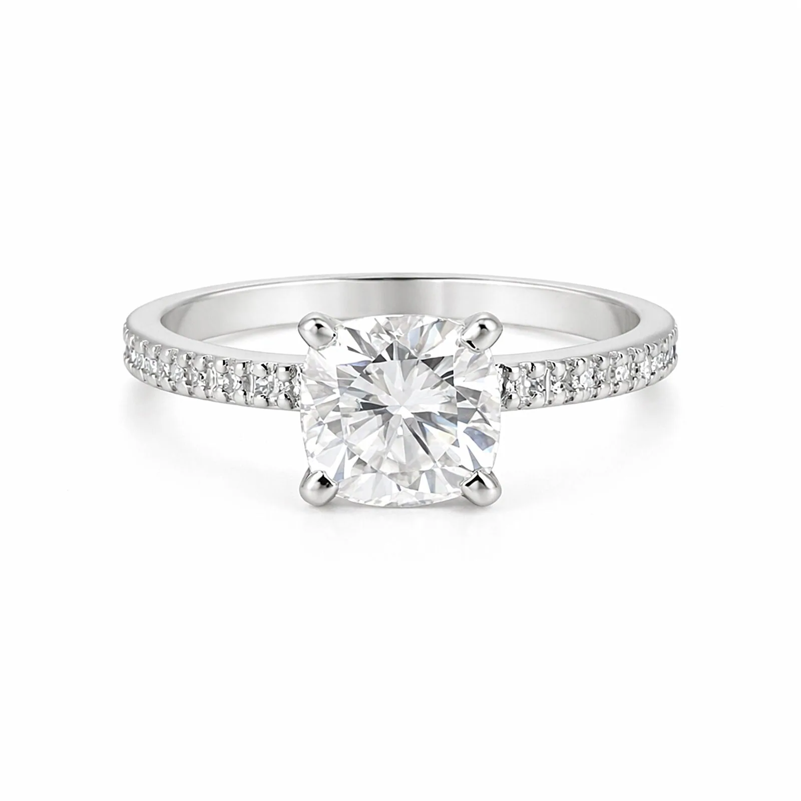 3.20 Ct Cushion Cut Moissanite Ring — VS1 Clarity, 18k Gold Vermeil