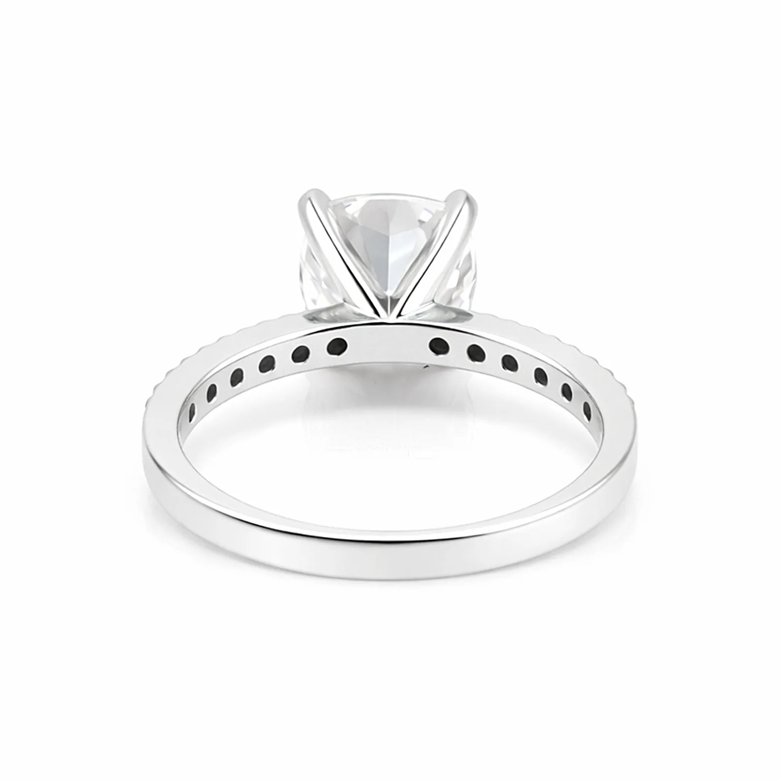 2.60 ct DEW Certified Cushion Cut White Moissanite Ring For Wedding – 18K Gold Vermeil - view 5