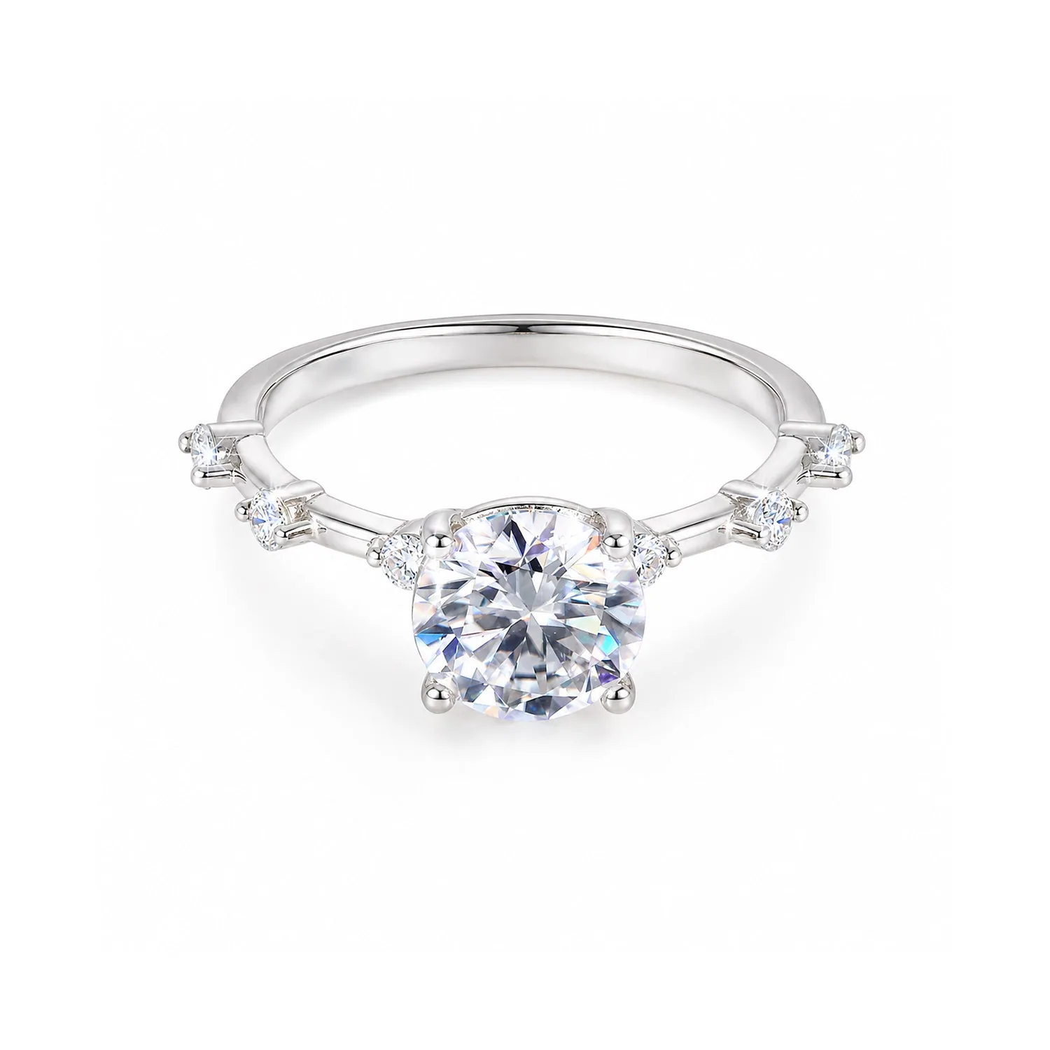 Certified 2ct VVS1 Round GH Moissanite Ring in Jewelry 18K Gold Plated