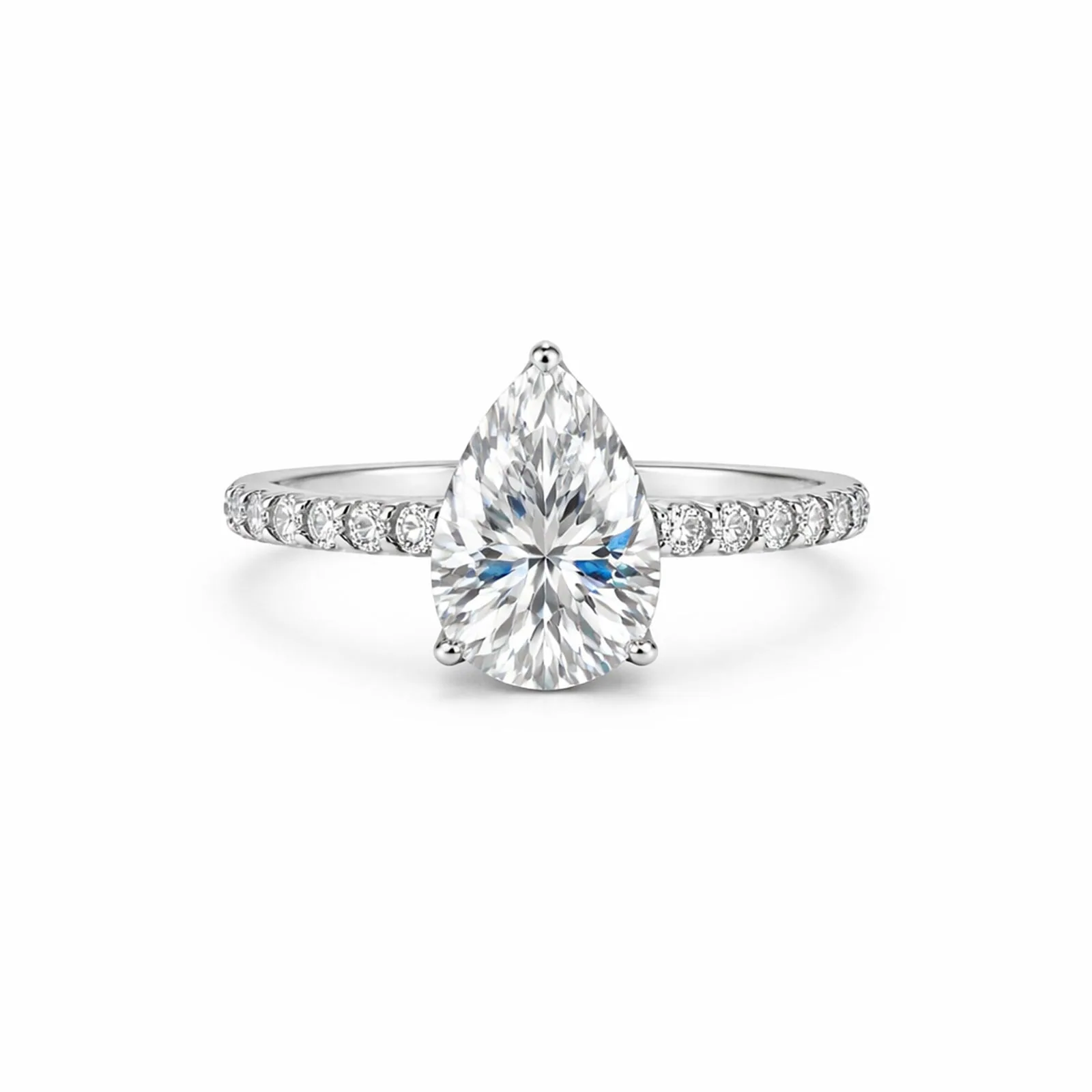 3 Ct Pear Cut Moissanite Ring — VS1 Clarity, 18k Gold Vermeil