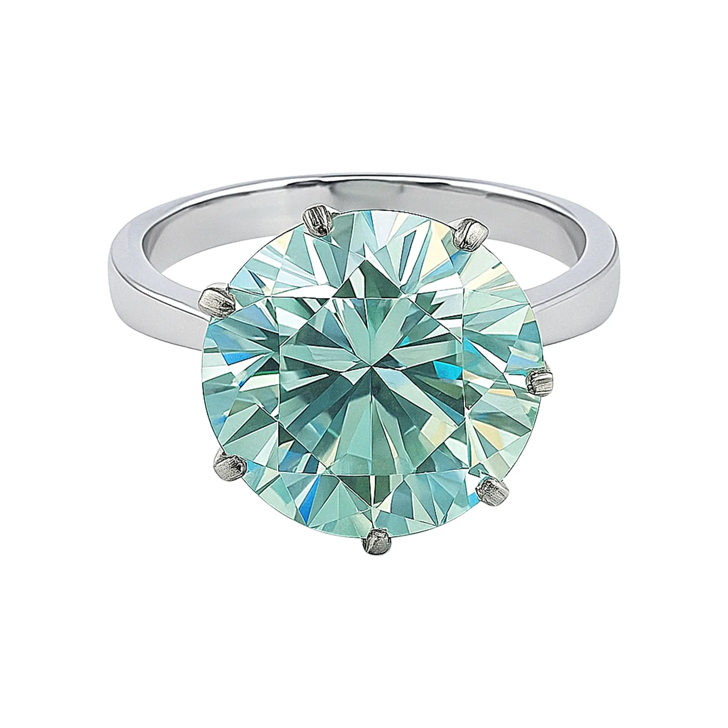 Certified 5.5ct VS1 Blue Moissanite Ring for Anniversary Gift in 18K Gold Plated