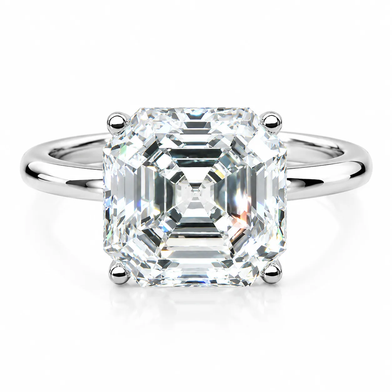 Certified 7.5ct VS1/Asscher/White Moissanite Ring 18K Gold Plated