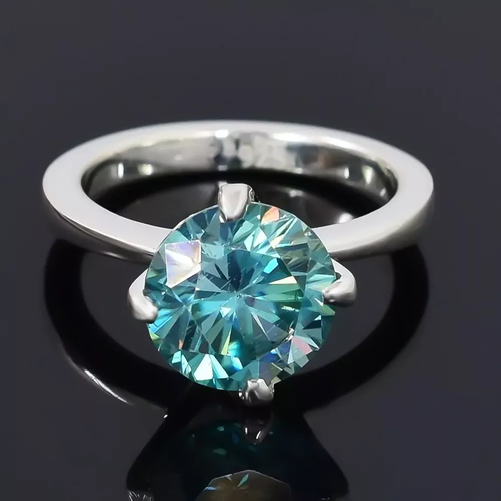 2.50 ct DEW Certified Gold Vermeil Certified Blue Moissanite Solitaire Ring - view 3