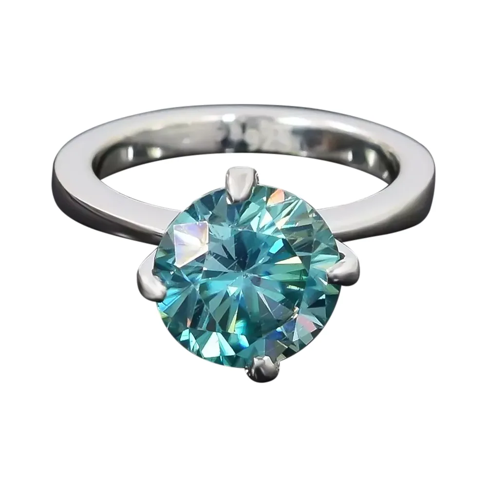 2.50 ct DEW Certified Gold Vermeil Certified Blue Moissanite Solitaire Ring