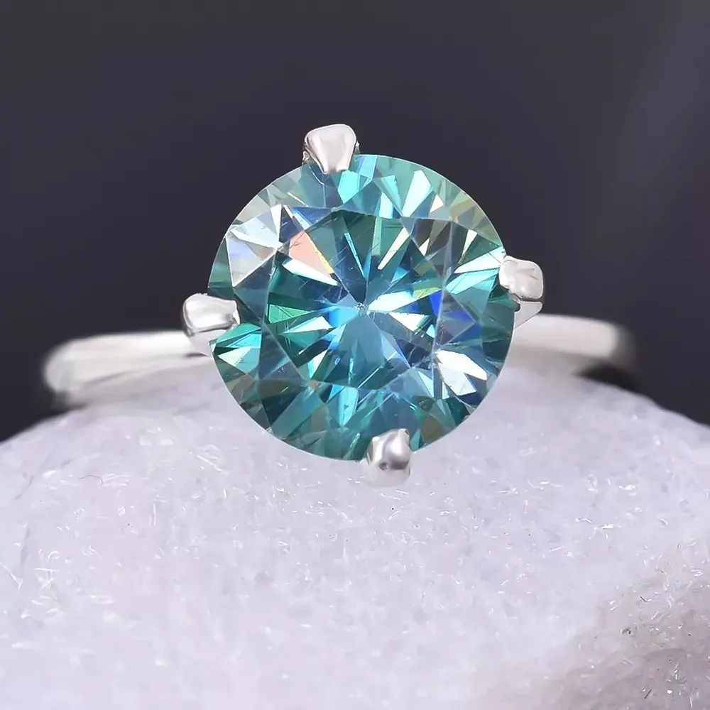 2.50 ct DEW Certified Gold Vermeil Certified Blue Moissanite Solitaire Ring - view 4