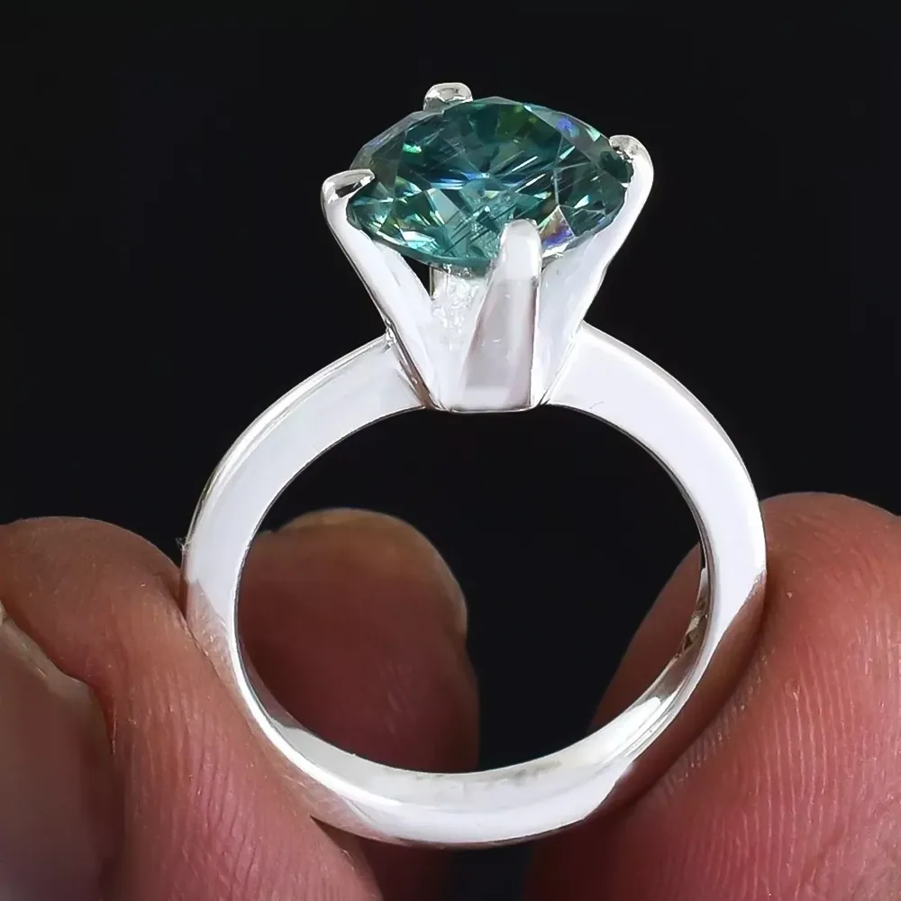 2.50 ct DEW Certified Gold Vermeil Certified Blue Moissanite Solitaire Ring - view 6