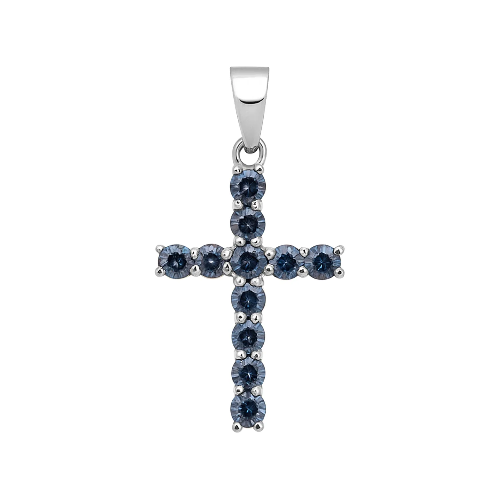 5.5 ct DEW Certified Round Cut Blue Moissanite Plus-Shape In Vermeil 925 Silver Pendant