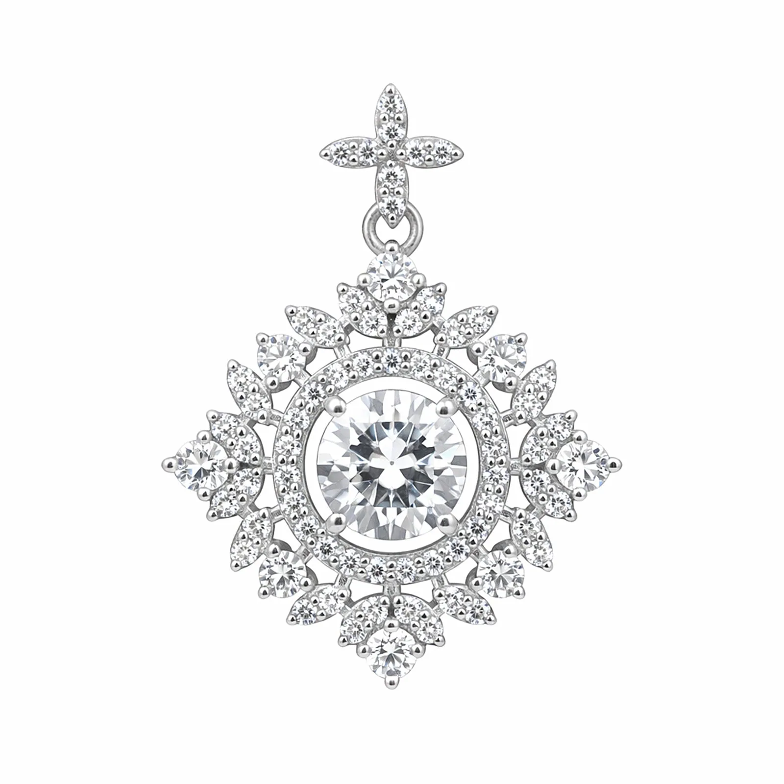 Certified 2.75 ct DEW White Moissanite Pendant In Vermeil 925 Silver Jewelry