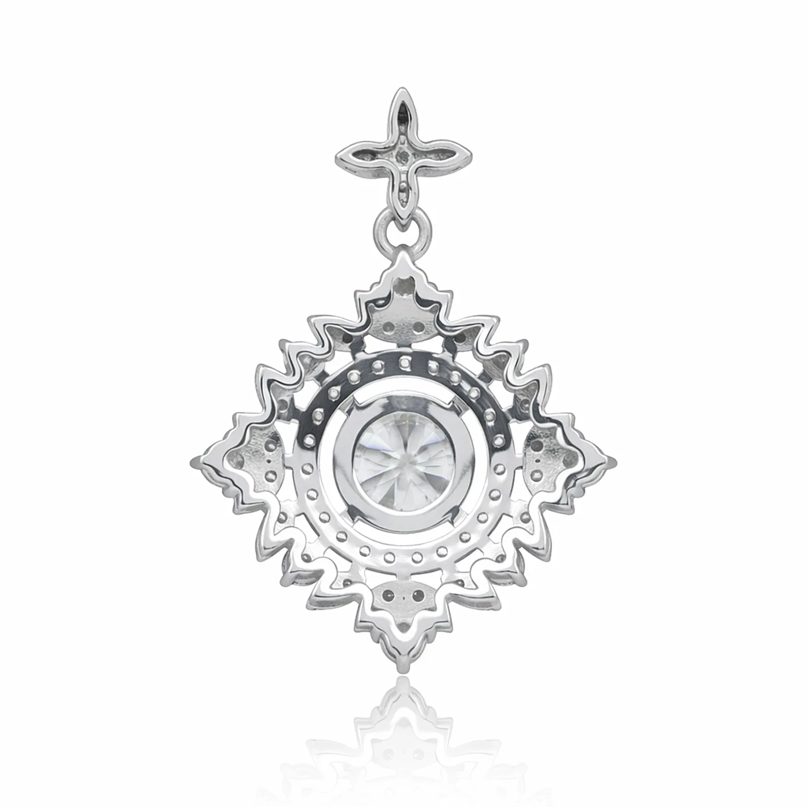 Certified 2.75 ct DEW White Moissanite Pendant In Vermeil 925 Silver Jewelry - view 4
