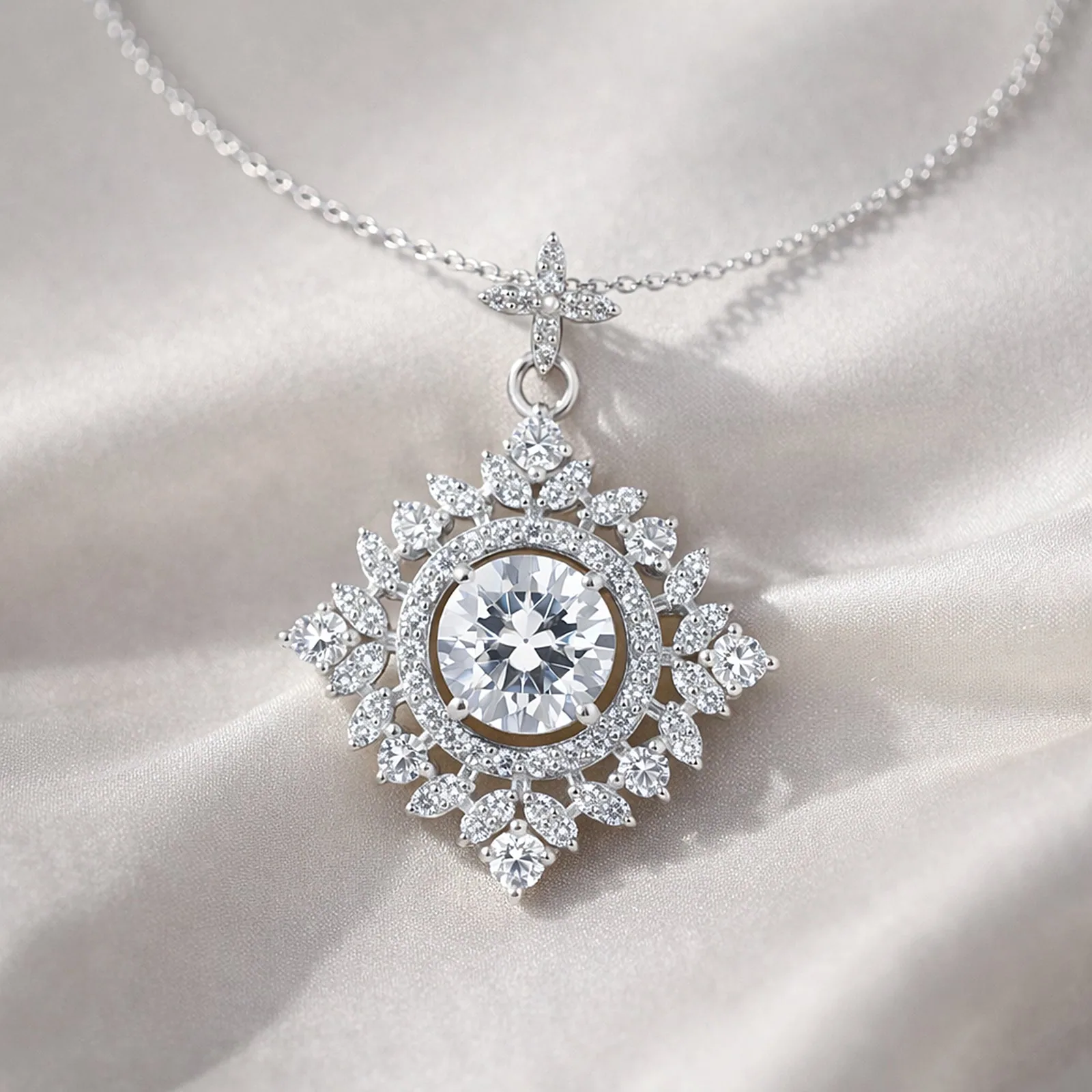 Certified 2.75 ct DEW White Moissanite Pendant In Vermeil 925 Silver Jewelry - view 5