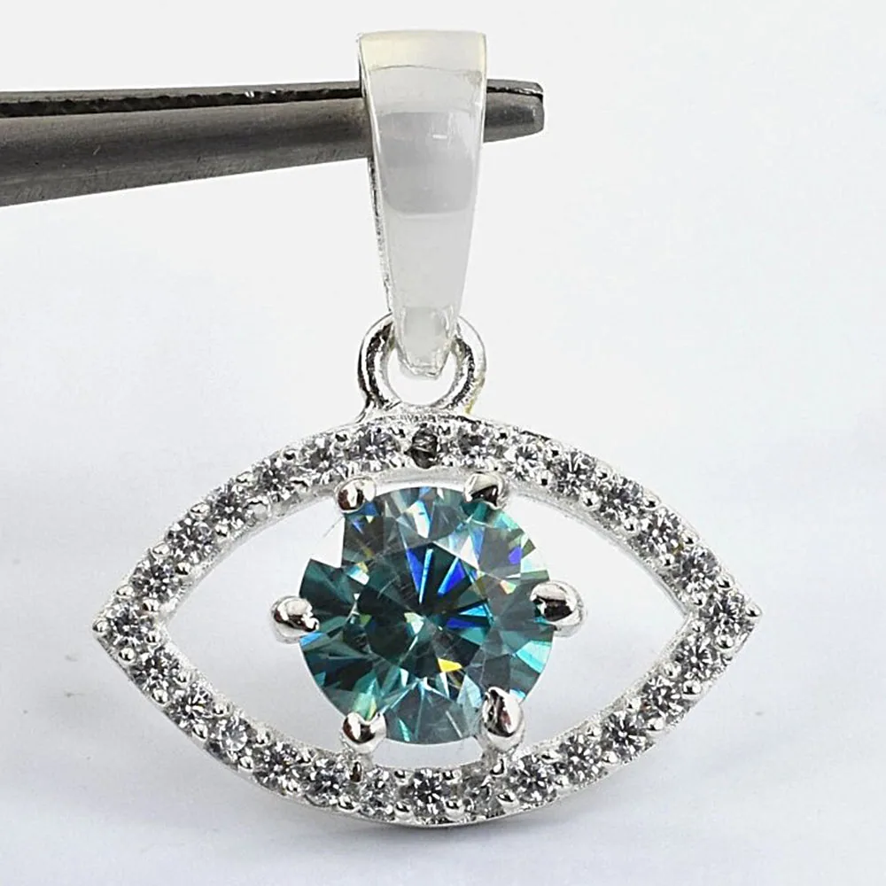 1.20 ct DEW Blue Moissanite Tear Drop Pendant In 18K Gold Vermeil - view 3