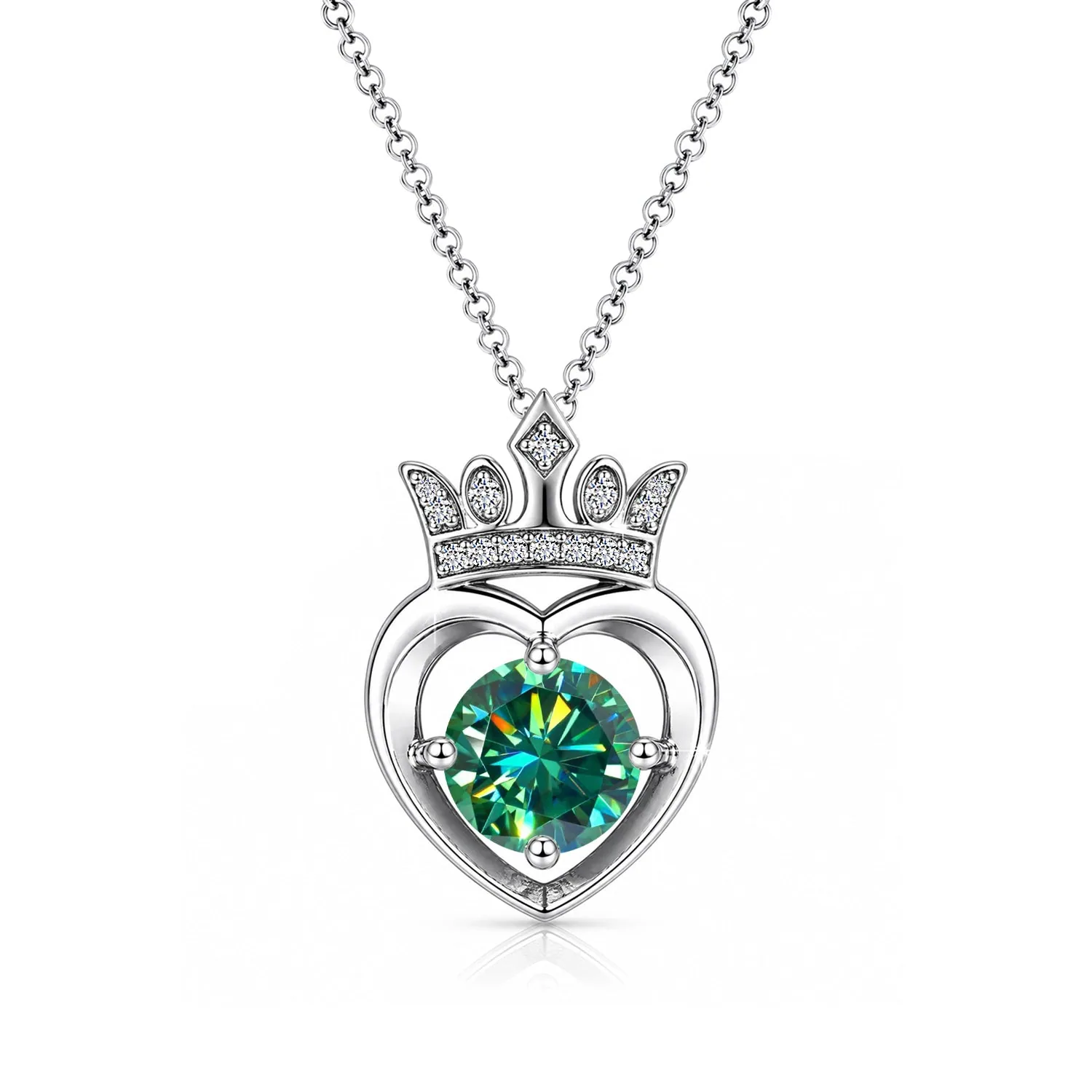 2.60 ct DEW Certified Round Cut Blue Moissanite Pendant In Vermeil 925 Silver