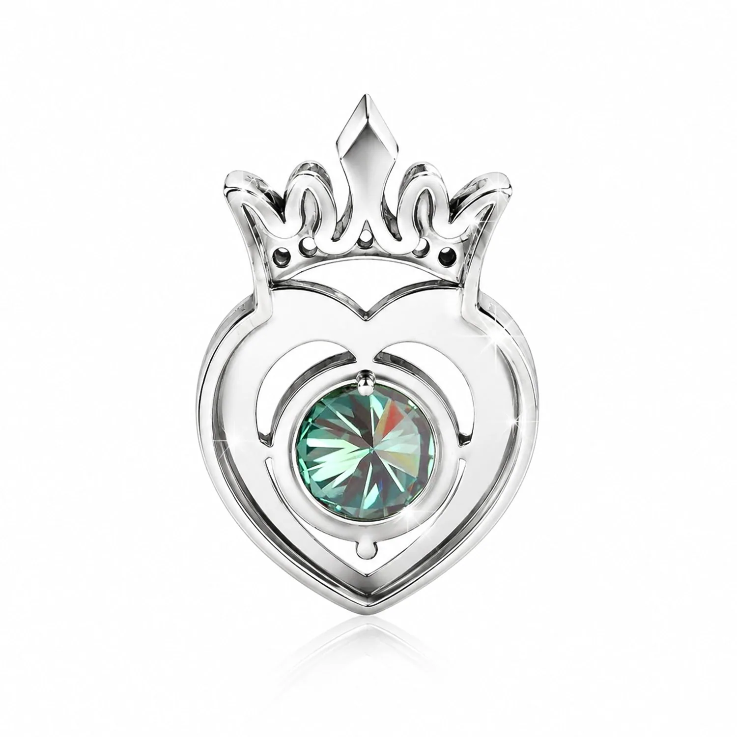 2.60 ct DEW Certified Round Cut Blue Moissanite Pendant In Vermeil 925 Silver - view 7