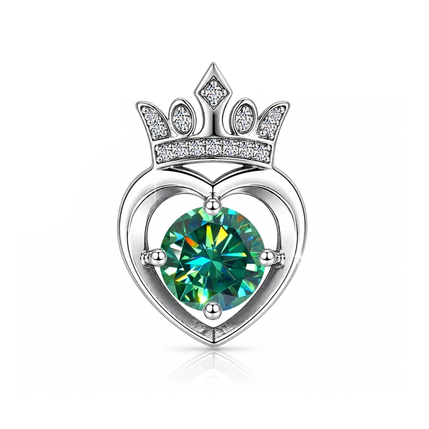 2.60 ct DEW Certified Round Cut Blue Moissanite Pendant In Vermeil 925 Silver - view 4
