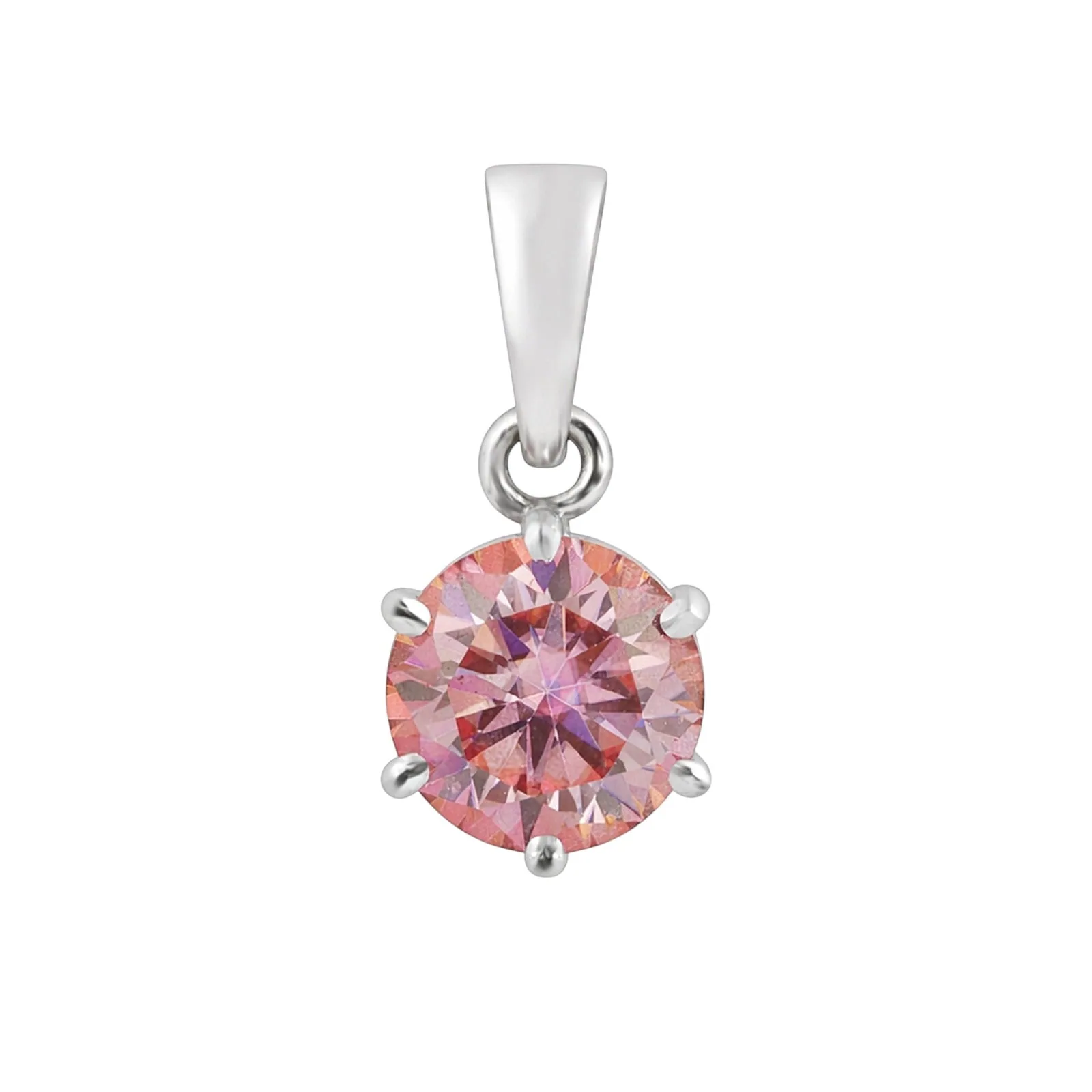 2.50 Ct Round Cut Pink Moissanite Pendant — VS1 Clarity, 18k Gold Vermeil