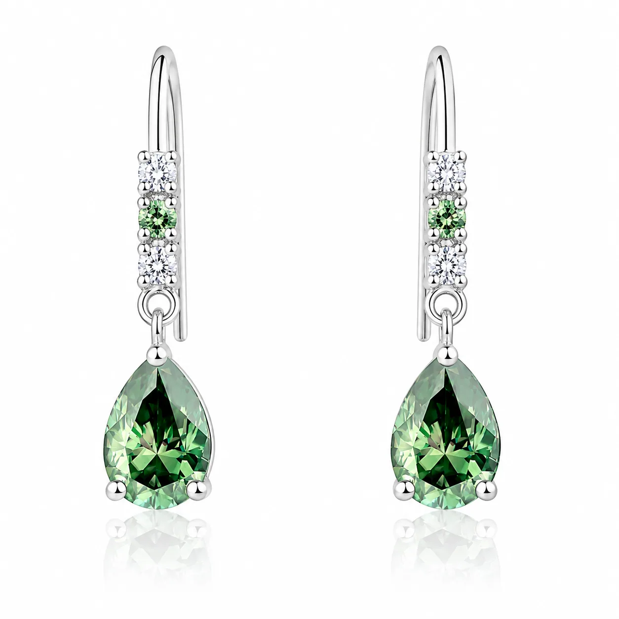 6.00 ct DEW Certified Blue Moissanite Earrings with Shine and Luster Gold Vermeil