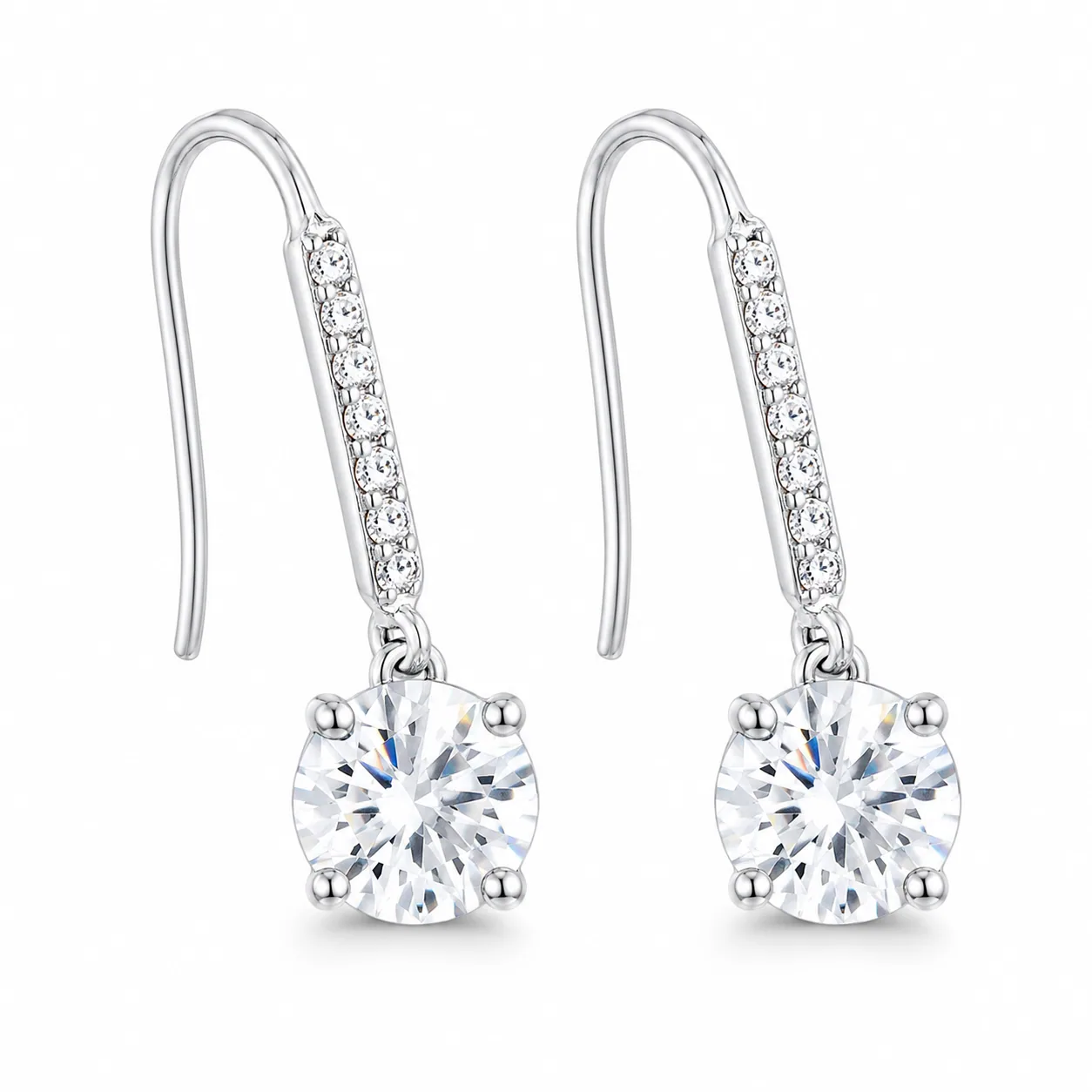 8.00 ct DEW Certified White Moissanite Dangler Earrings in Gold Vermeil For Women