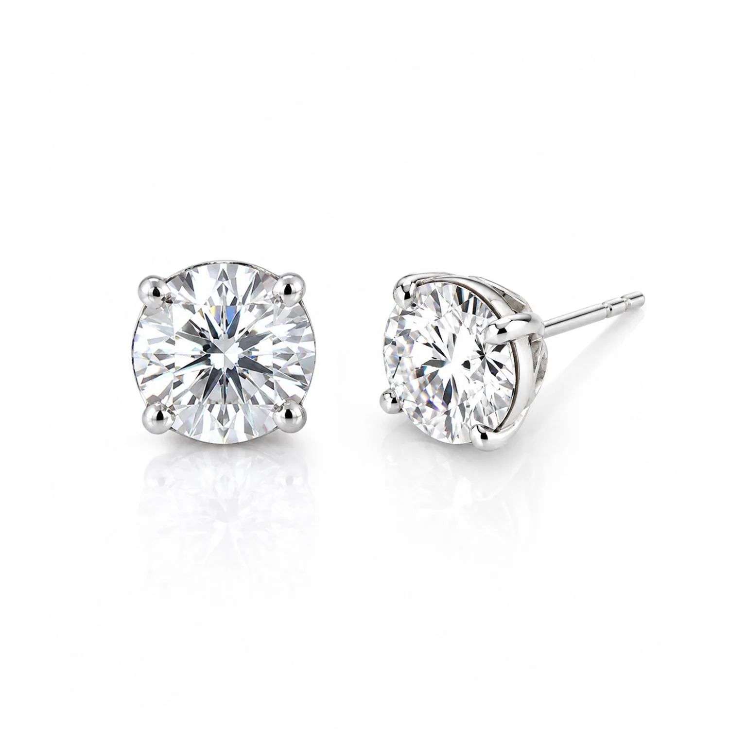 10.00 ct DEW Certified White Moissanite Solitaire Studs In Gold Vermeil