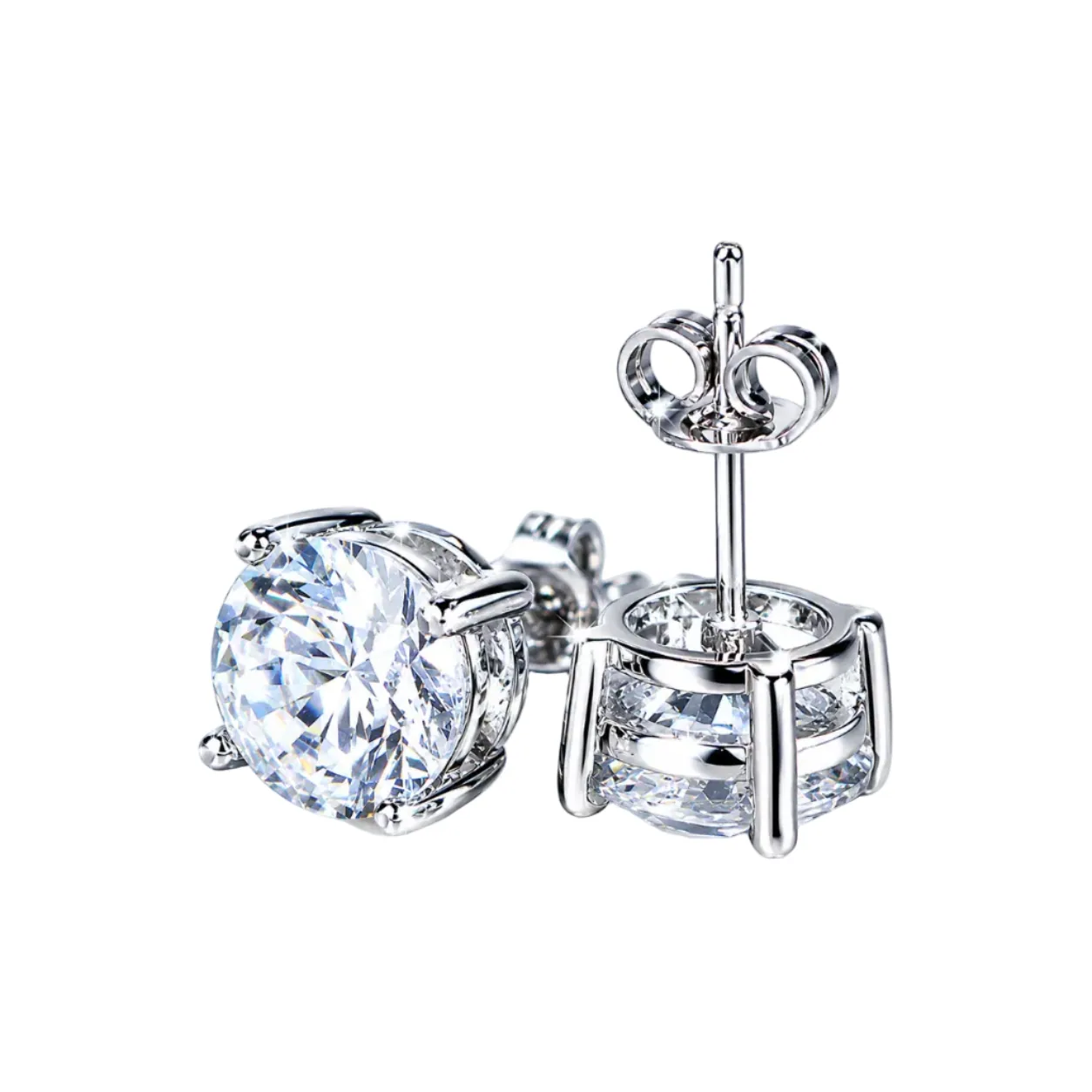 4.00 ct DEW Certified White Moissanite Screw Back Studs In Gold Vermeil